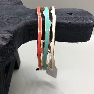 Stella & Dot Carrie Colorful Set of 3 Enamel Bangle Bracelets Stackable Layering